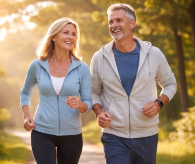 Active couple enjoying morning walk