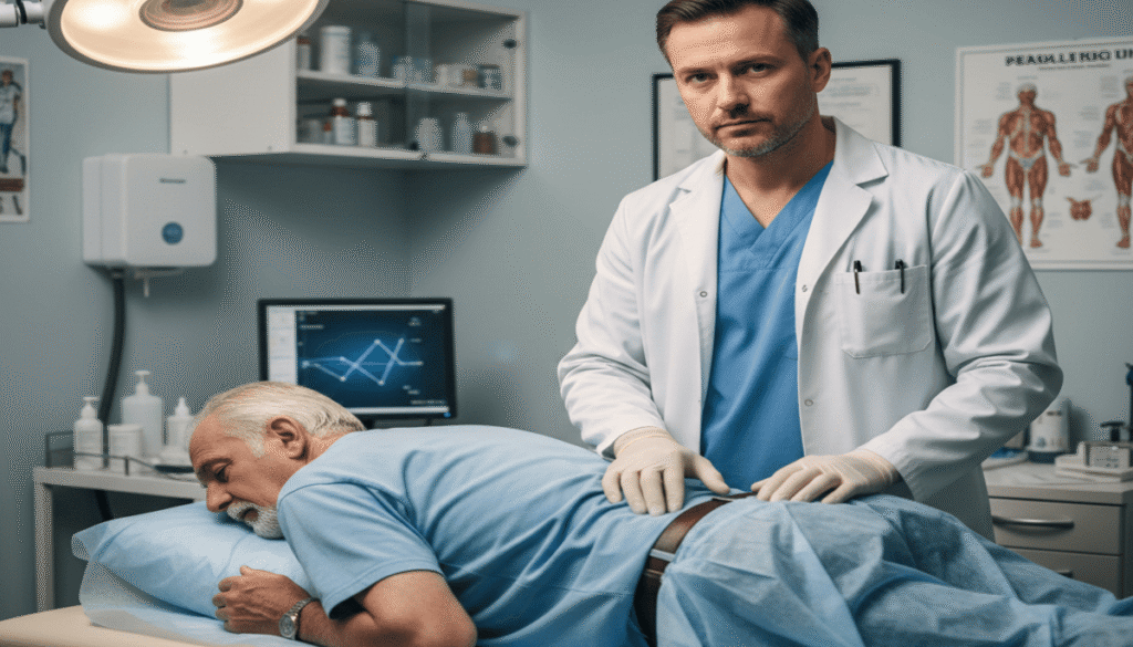 Prostate health Check-up on a senior man